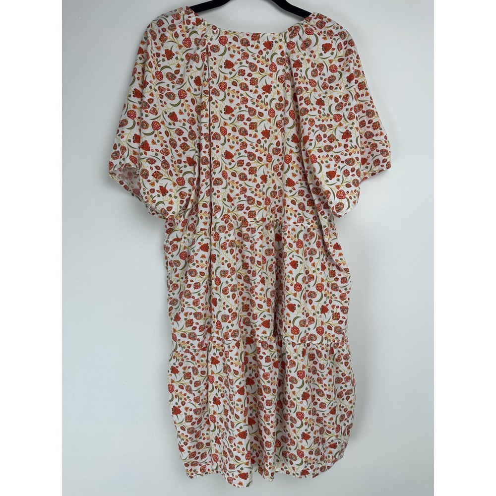 Old Navy XL Floral Tiered Swing Dress Cream Boho Cottagecore Prairie Breezy - Picture 2 of 8